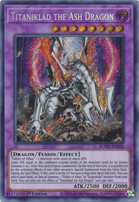 Titaniklad the Ash Dragon [ROTD-EN038] Secret Rare | Rock City Comics