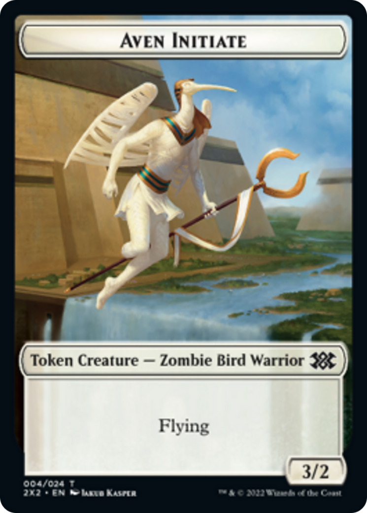 Worm // Aven Initiate Double-sided Token [Double Masters 2022 Tokens] | Rock City Comics