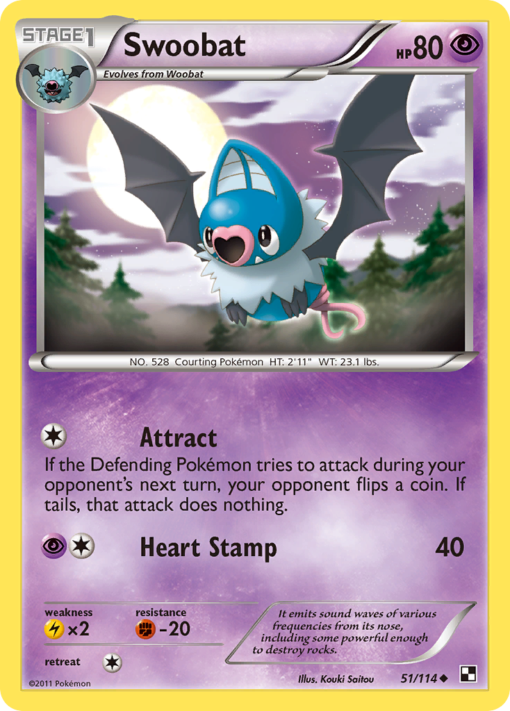 Swoobat (51/114) [Black & White: Base Set] | Rock City Comics