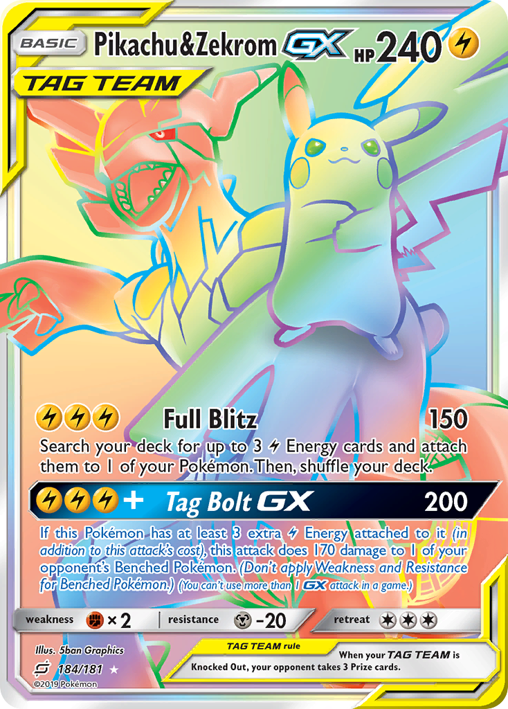 Pikachu & Zekrom GX (184/181) [Sun & Moon: Team Up] | Rock City Comics