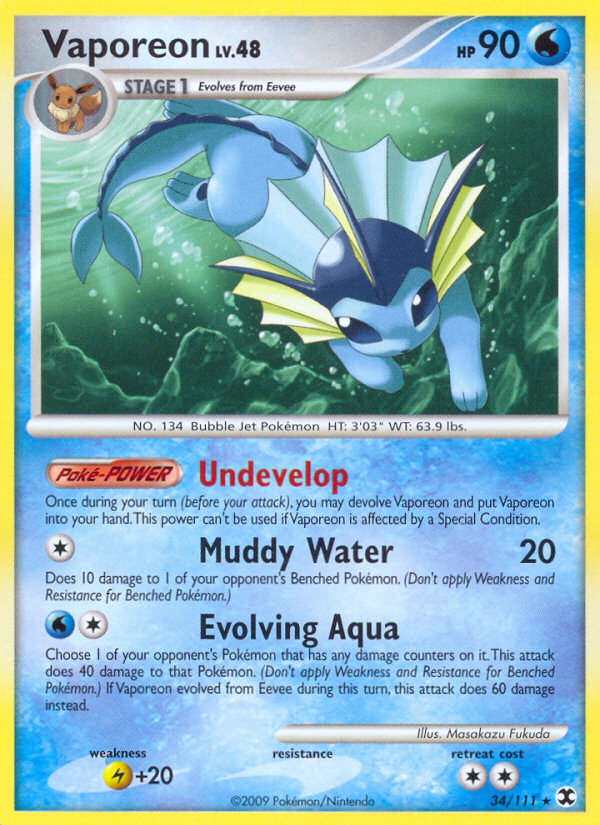 Vaporeon (34/111) [Platinum: Rising Rivals] | Rock City Comics