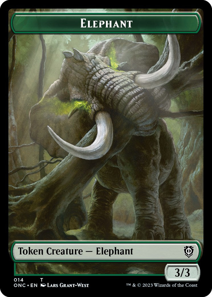 Human Soldier // Elephant Double-Sided Token [Phyrexia: All Will Be One Commander Tokens] | Rock City Comics