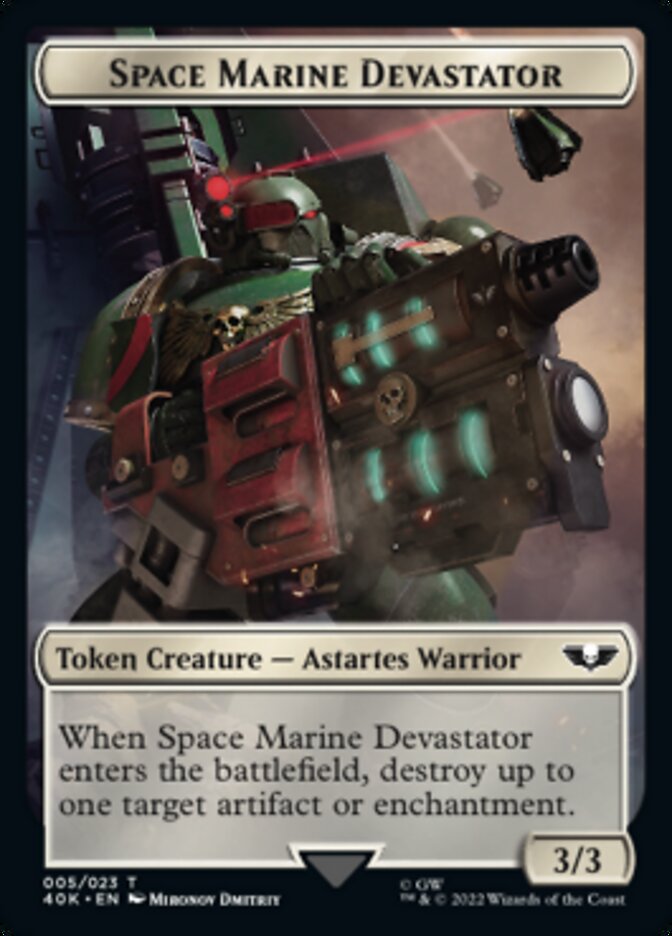 Soldier (002) // Space Marine Devastator Double-sided Token (Surge Foil) [Universes Beyond: Warhammer 40,000 Tokens] | Rock City Comics