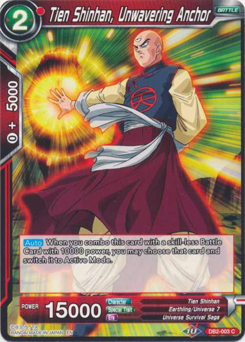 Tien Shinhan, Unwavering Anchor (Reprint) (DB2-003) [Battle Evolution Booster] | Rock City Comics