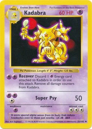 Kadabra (32/102) [Base Set Shadowless Unlimited] | Rock City Comics