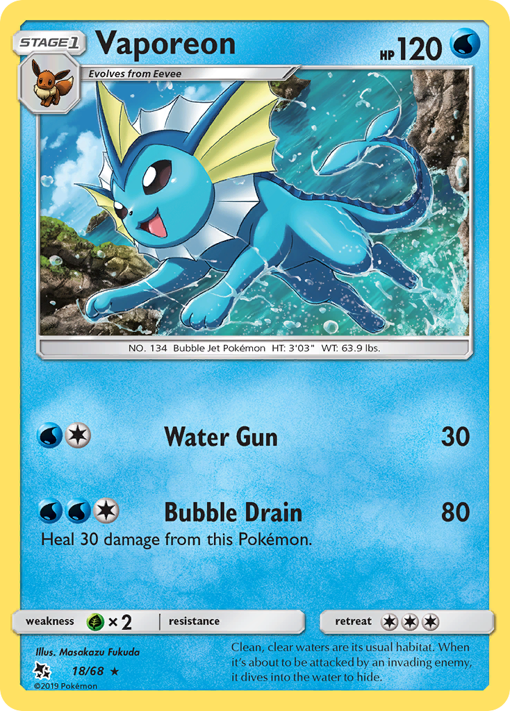 Vaporeon (18/68) [Sun & Moon: Hidden Fates] | Rock City Comics