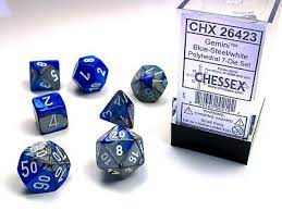 Chessex 7-Die set Blue-Steel/ White | Rock City Comics