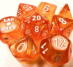 Chessex Borealis Blood Orange/ White 7-Die Set | Rock City Comics